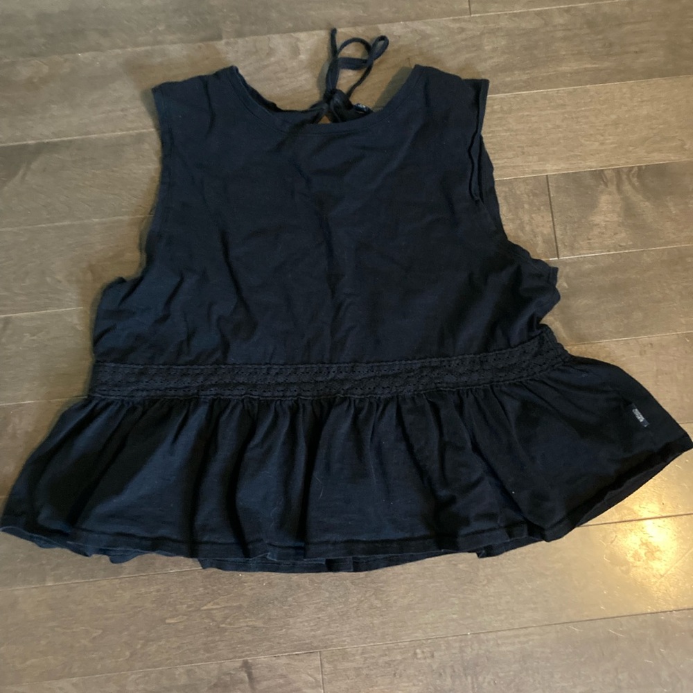 Buffalo David Bitton Black Tie-Back cropped Top